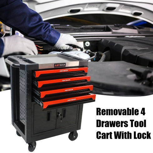 REMOVABLE 4 DRAWERS TOOL CART WITH LOCK