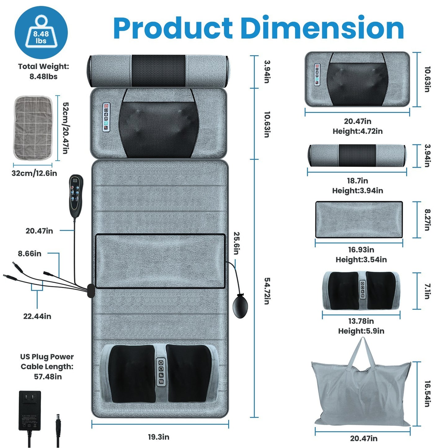 Full Body Electric Massage Pad With Heating Function