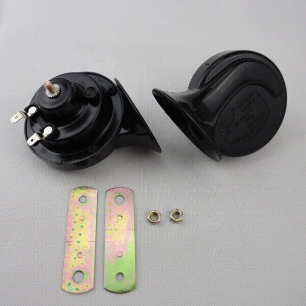 DC12V Car Horn Loud Dual-Tone Electric Snail Horn 110 DB For Car Vehicle Black