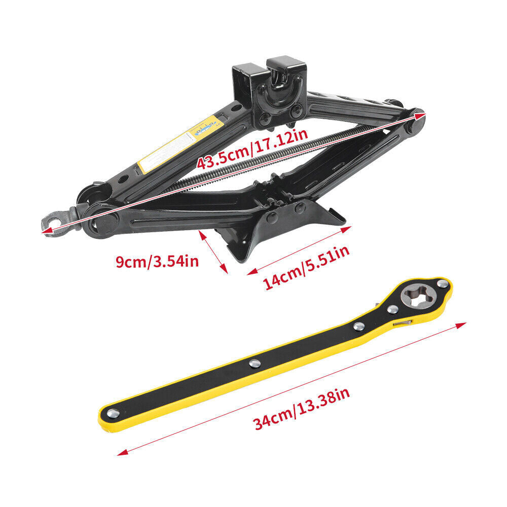 2.5 Ton Tonne Scissor Jack Lift Wind Up For Car Van Garage W Crank Speed Handle