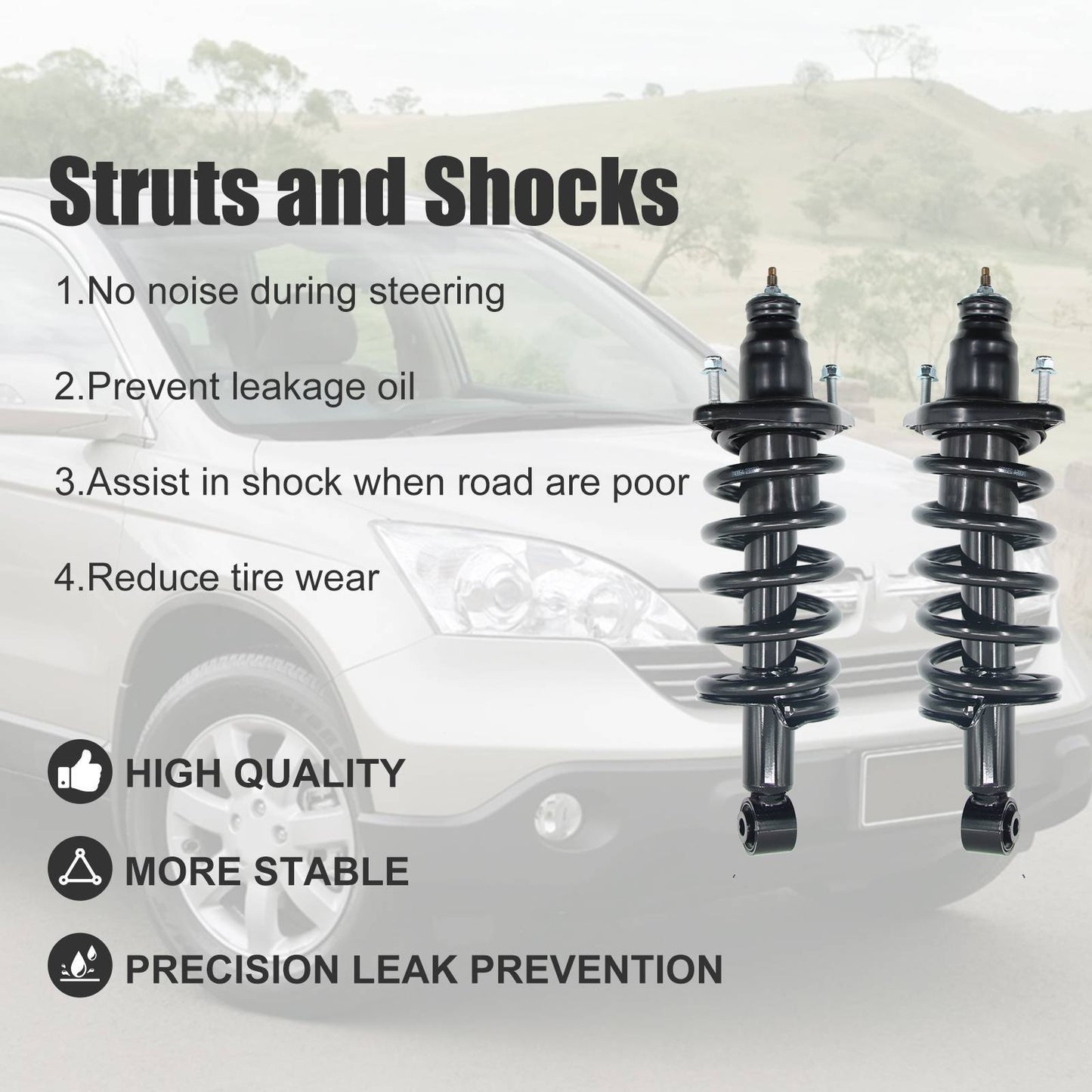 Rear Struts Shock & Coil Springs Kit For 07-2011 CR-V CRV 172497L 172497R