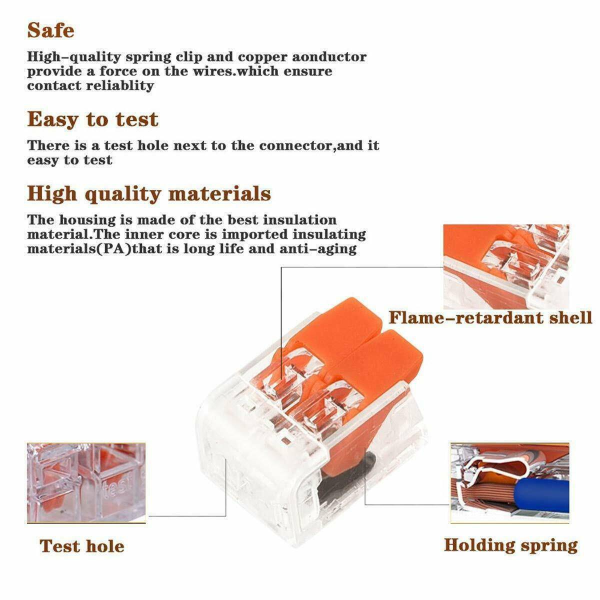 75x For Wago 221 Electrical Connectors Wire Block Clamp Terminal Cable Reusable