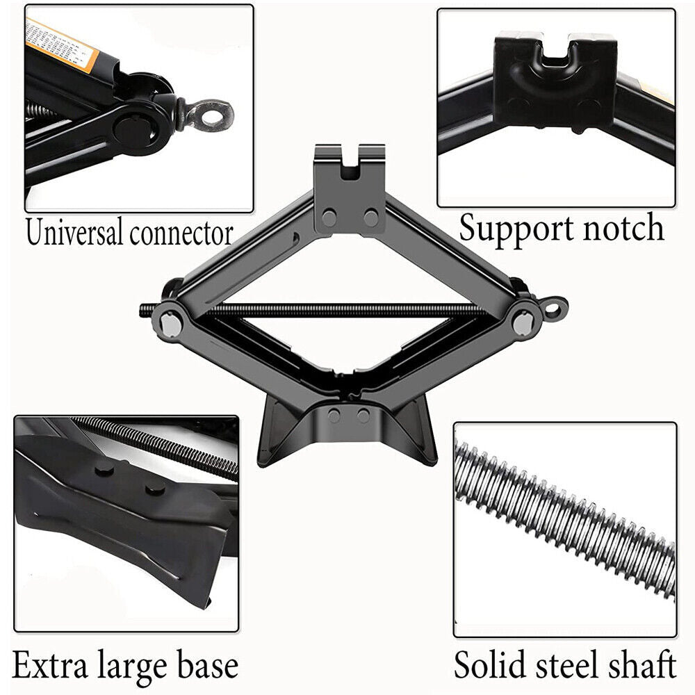 2.5 Ton Tonne Scissor Jack Lift Wind Up For Car Van Garage W Crank Speed Handle