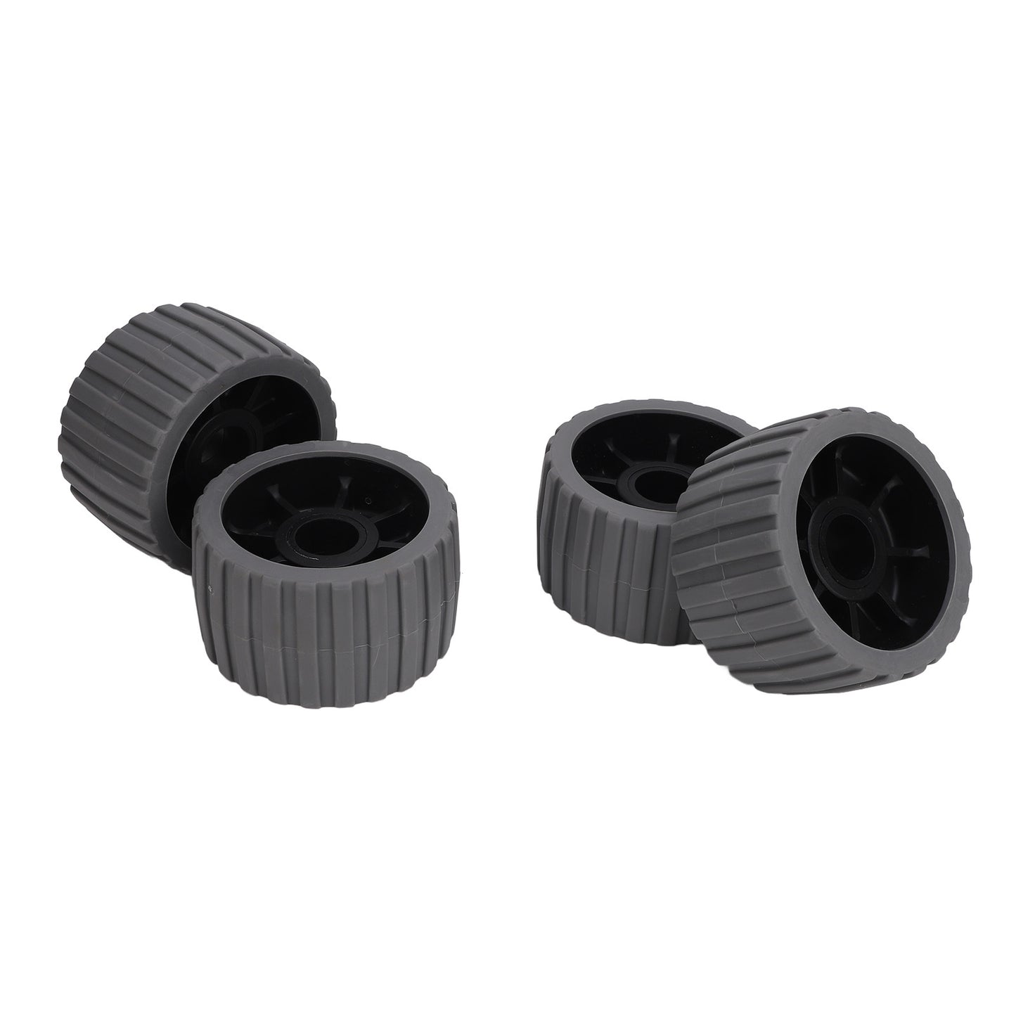4PCS Trailer Wobble Rollers High Temp Resistant Poly Ribbed Wobble Roller for Boats Trailers 125 X 73 X 30mm Gray