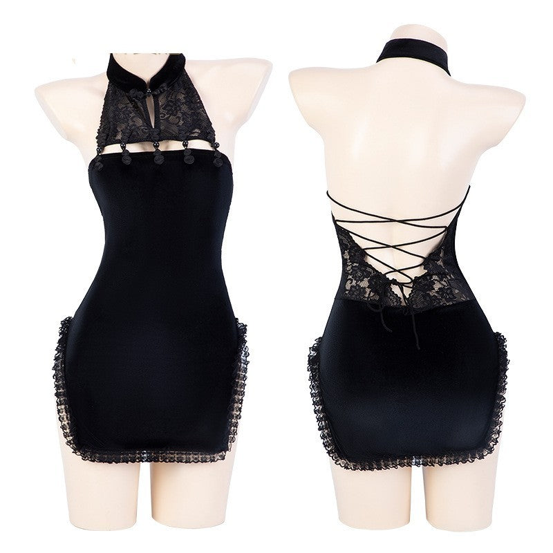 Sexy Lingerie Lace See-through Split Hip Skirt