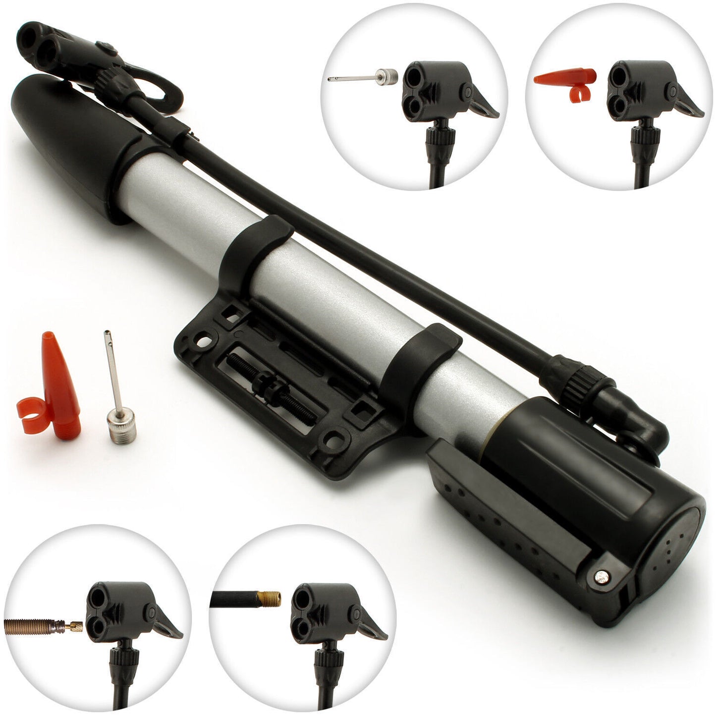 Mini Bike  Portable Bicycle Tyre Inflator Hand Schrader Presta Valve