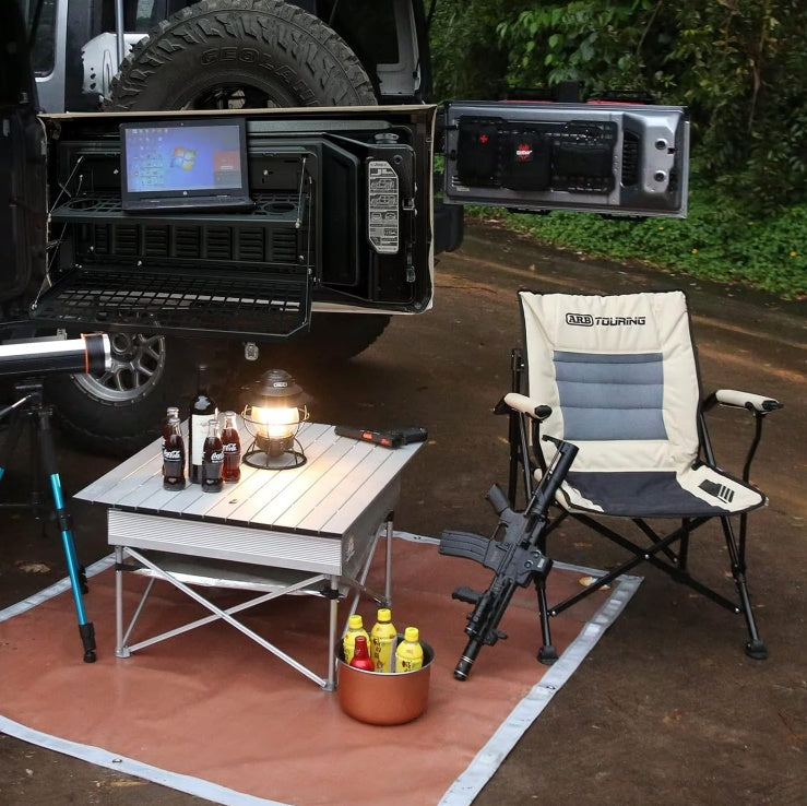 2-Tier Tailgate Table Rear Foldable Storage Cargo Rack Outdoor Camping Desk For 2007-2022 Jeep Wrangler JK&JL 4 Door