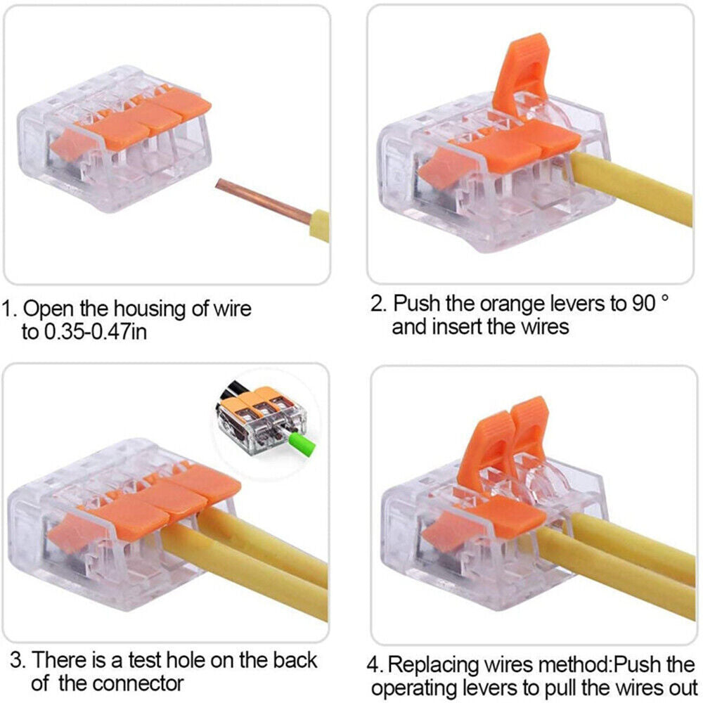 95x For Wago 221 Electrical Connectors Wire Block Clamp Terminal Cable Reusable-