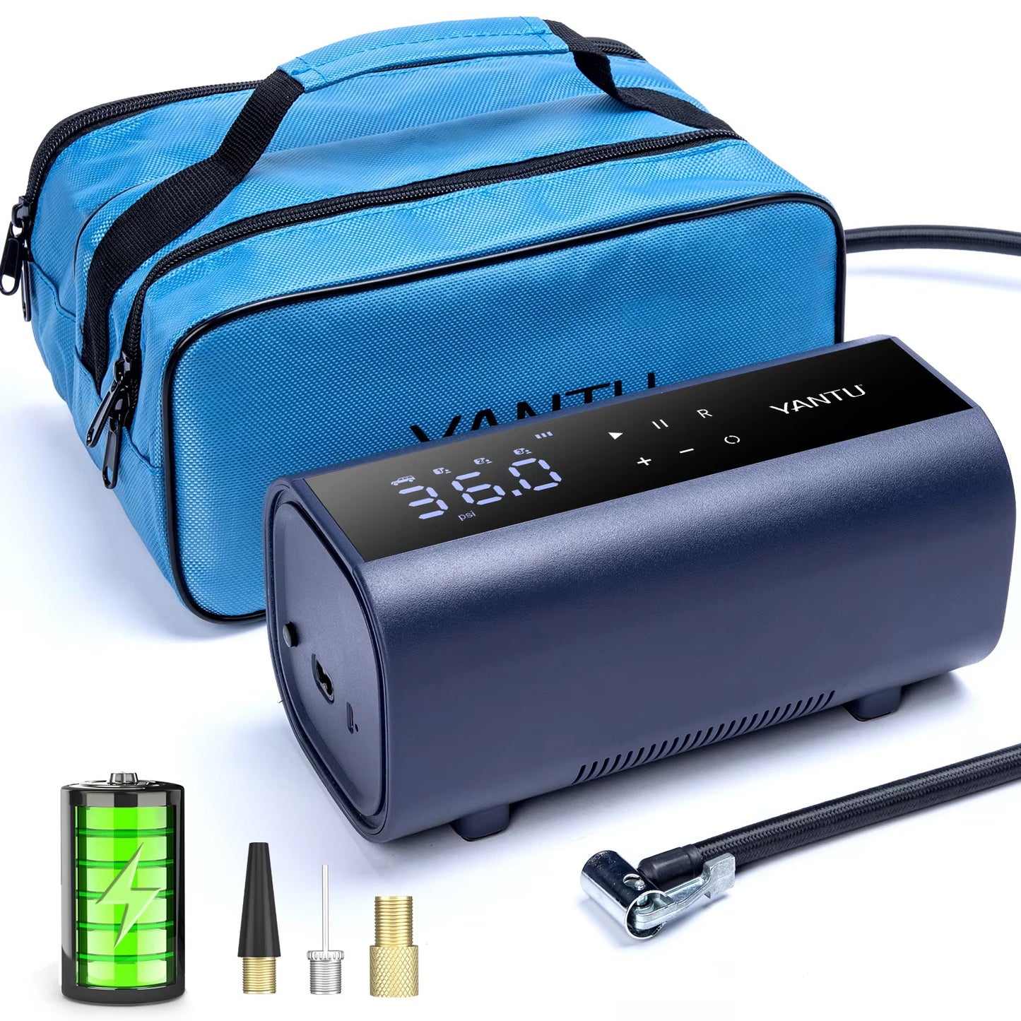 A22 Compresseur d'air double cylindre portable rechargeable sans fil pour voiture 12 V Gonfleurs de pneus de roue d'automobile électrique