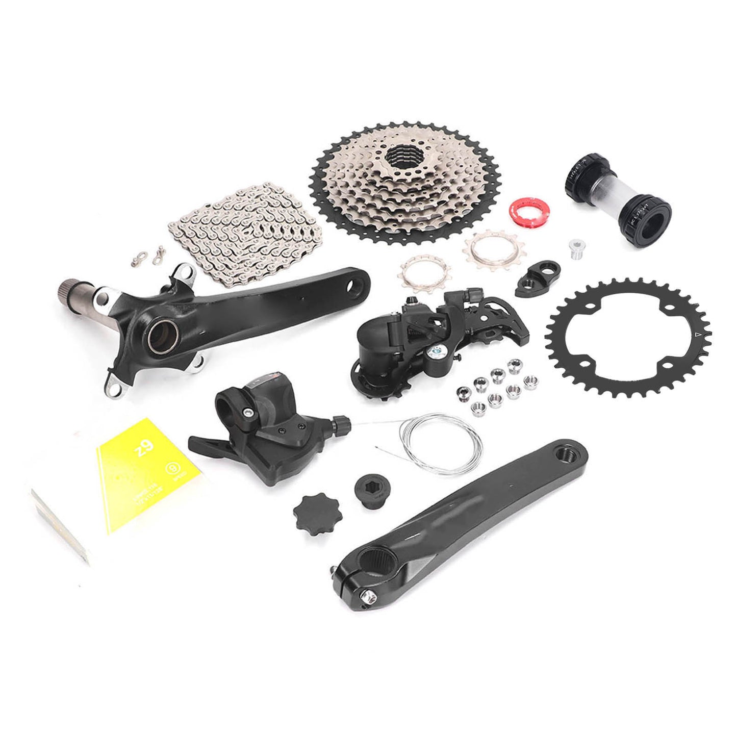 9 Speed Groupset 42T Flywheel Bike Shift Kit Crank Shifter Rear Derailleur Chain Set 36T Crankset