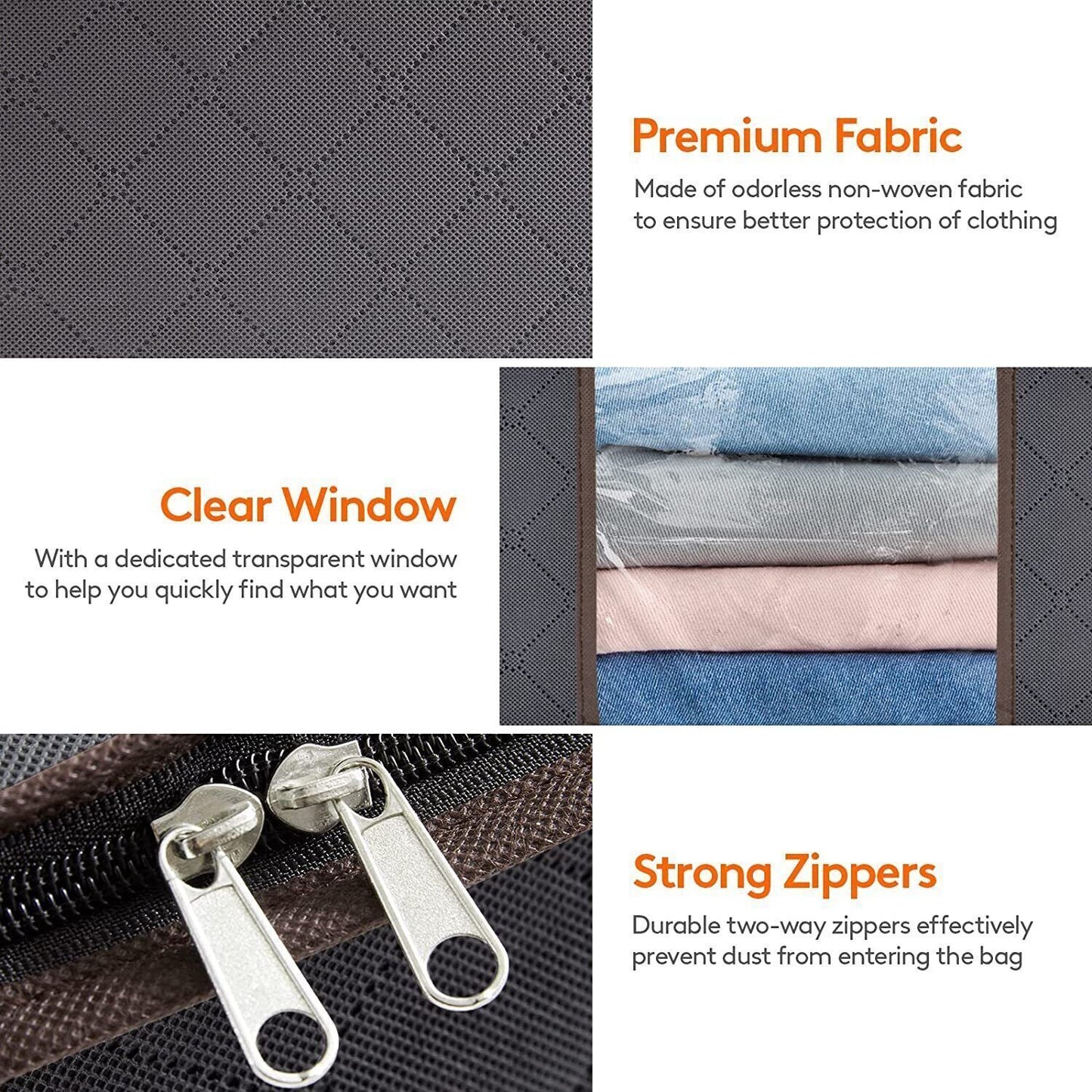 4Pcs Clothes Storage Bags Zipped Organizer Underbed Wardrobe Cube Closet Boxes