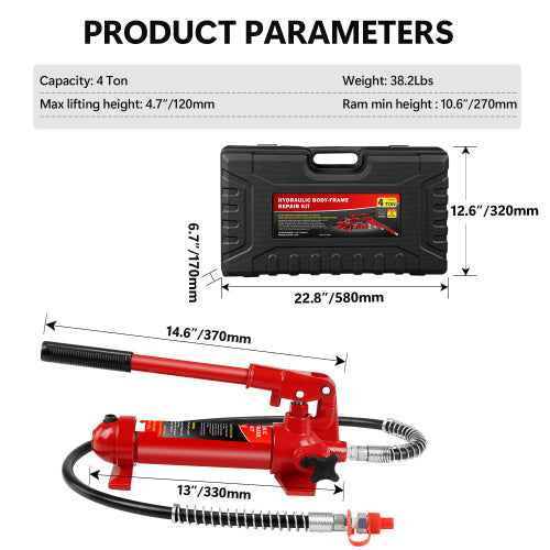 4 Ton Porta Power Kit, Portable Hydraulic Jack With Tubing Unavailable Platforms- Welfel , Temu