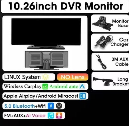 3 Camera CarPlay Driving Recorder Split Screen