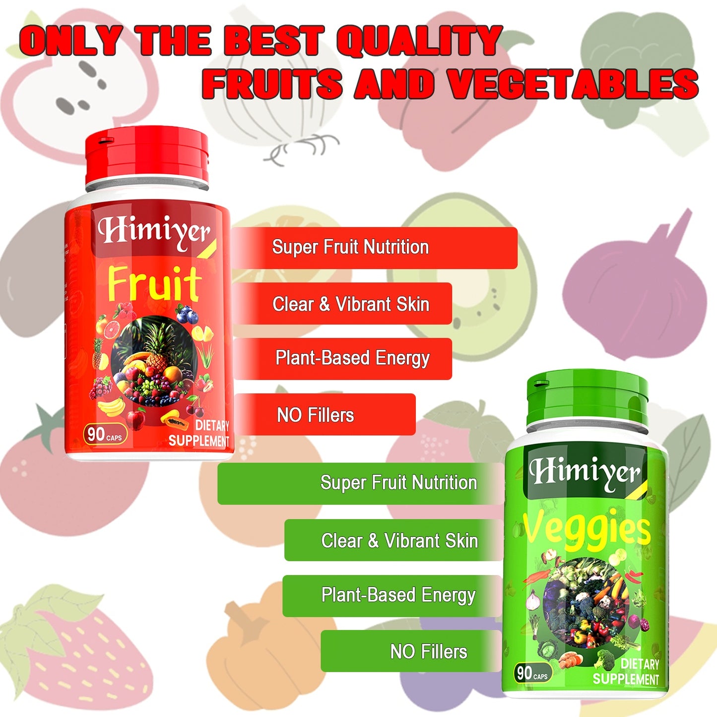 Fruit And Vegetable Capsules Set Of 2 Bottles