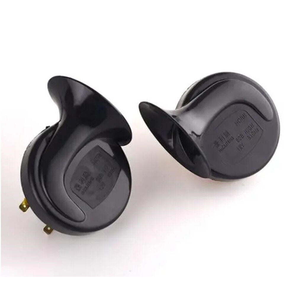 DC12V Car Horn Loud Dual-Tone Electric Snail Horn 110 DB For Car Vehicle Black