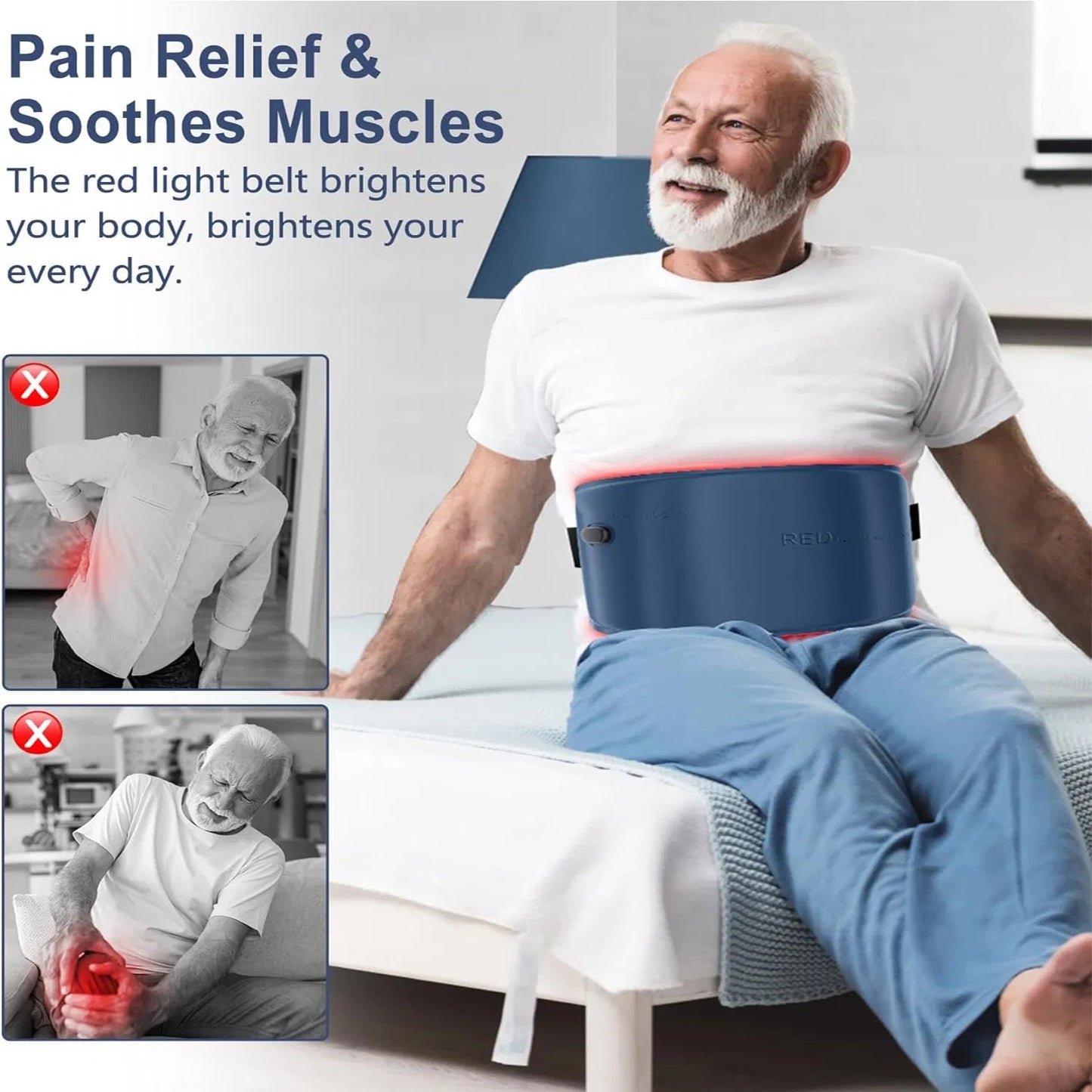 Red Light Therapy Belt For Body, Mother's Day Gift, Cordless Near Infrared Light Therapy Pain Relief & Inflammation With Soft Breathable Fabric, For Muscle Soothe, For Shoulder, Waist, Back, Legs
