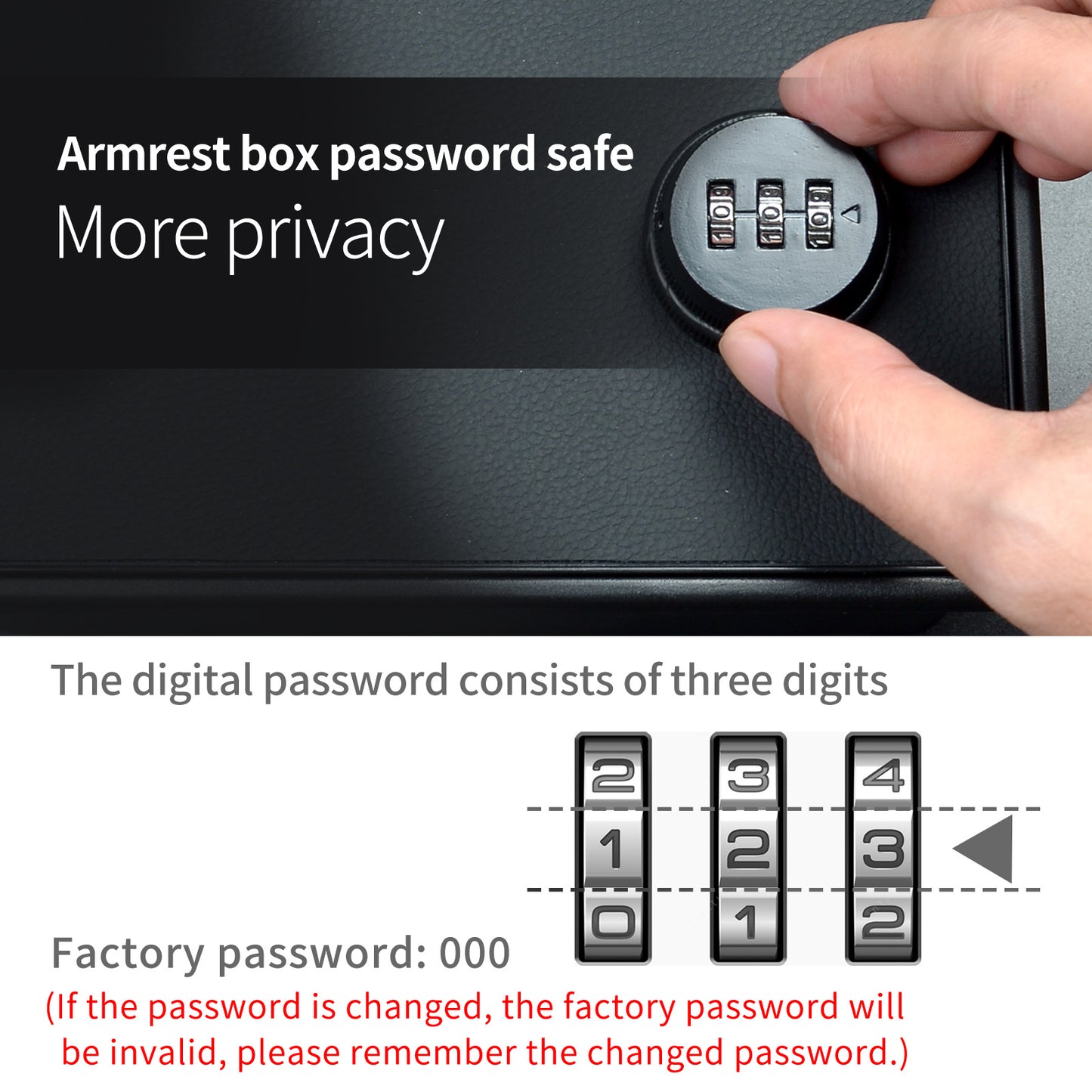Armrest Password Safe Storage Box