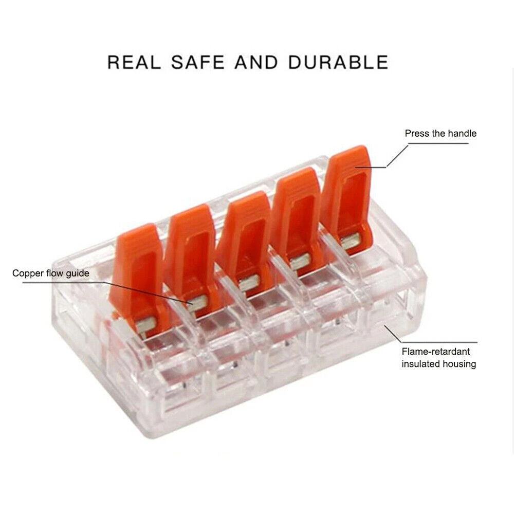 95x For Wago 221 Electrical Connectors Wire Block Clamp Terminal Cable Reusable-
