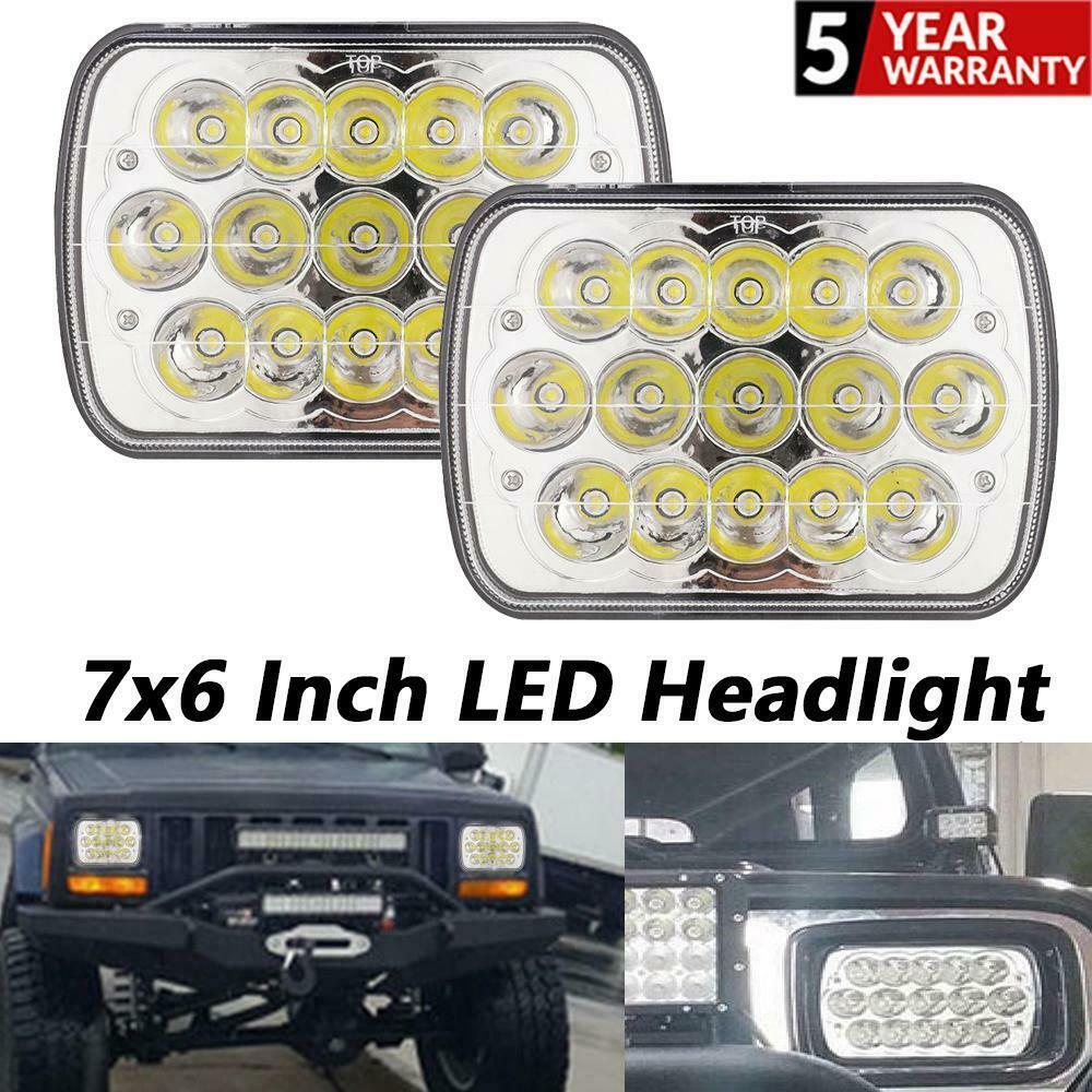 Lot de 2 phares LED 7 x 6 à faisceau scellé DRL pour Wrangler JK TJ CJ LJ
