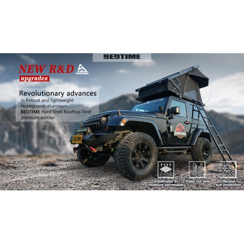BEDTIME Hard Shell Rooftop Tent-Honeycomb Aluminum,Hydraulic Support,three Second Speed Open,Roof Rack,High Sunscreen&water Resistance Level,Sturdy,Better Ventilation For 2-3 People Car SUV Truck Tent