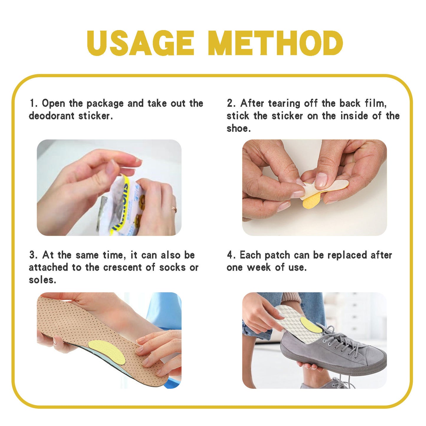 South Moon Shoe Deodorizing Sticker, Shoe Deodorizing, Odor Absorbing, Foot Sweat Absorbing Insole