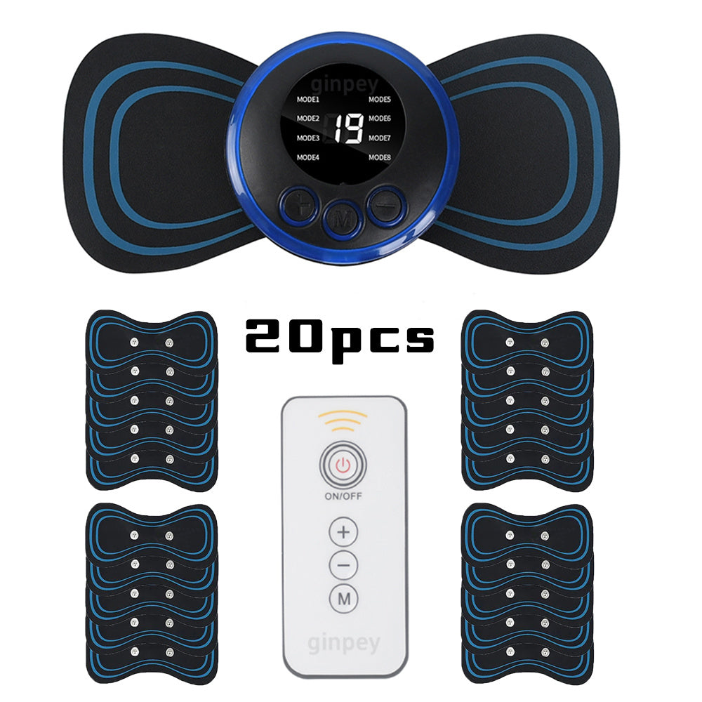 Mini Massager With 5 Pads Portable Electric Muscle Stimulator - Deep Tissue Management Device - Pulse Therapy For Back Shoulder Neck Leg