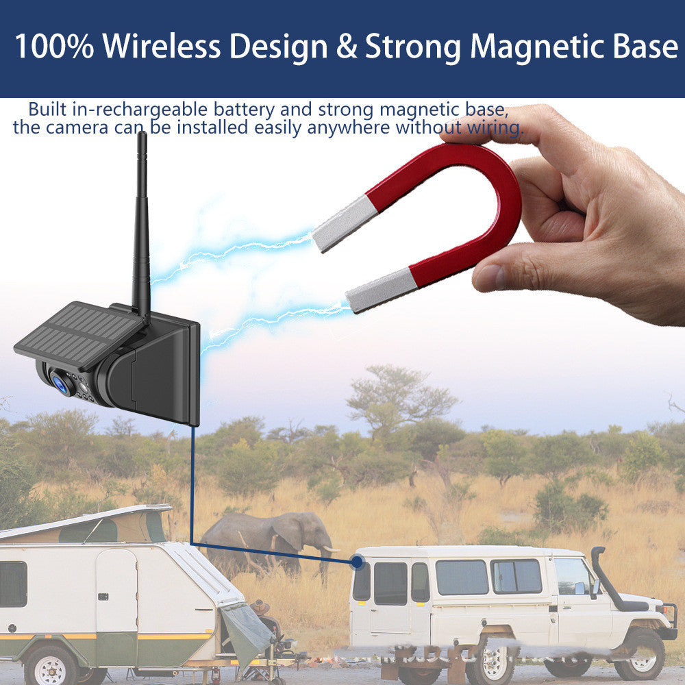Caméra de charge solaire sans fil, système de surveillance d'image inversée avec aspiration magnétique