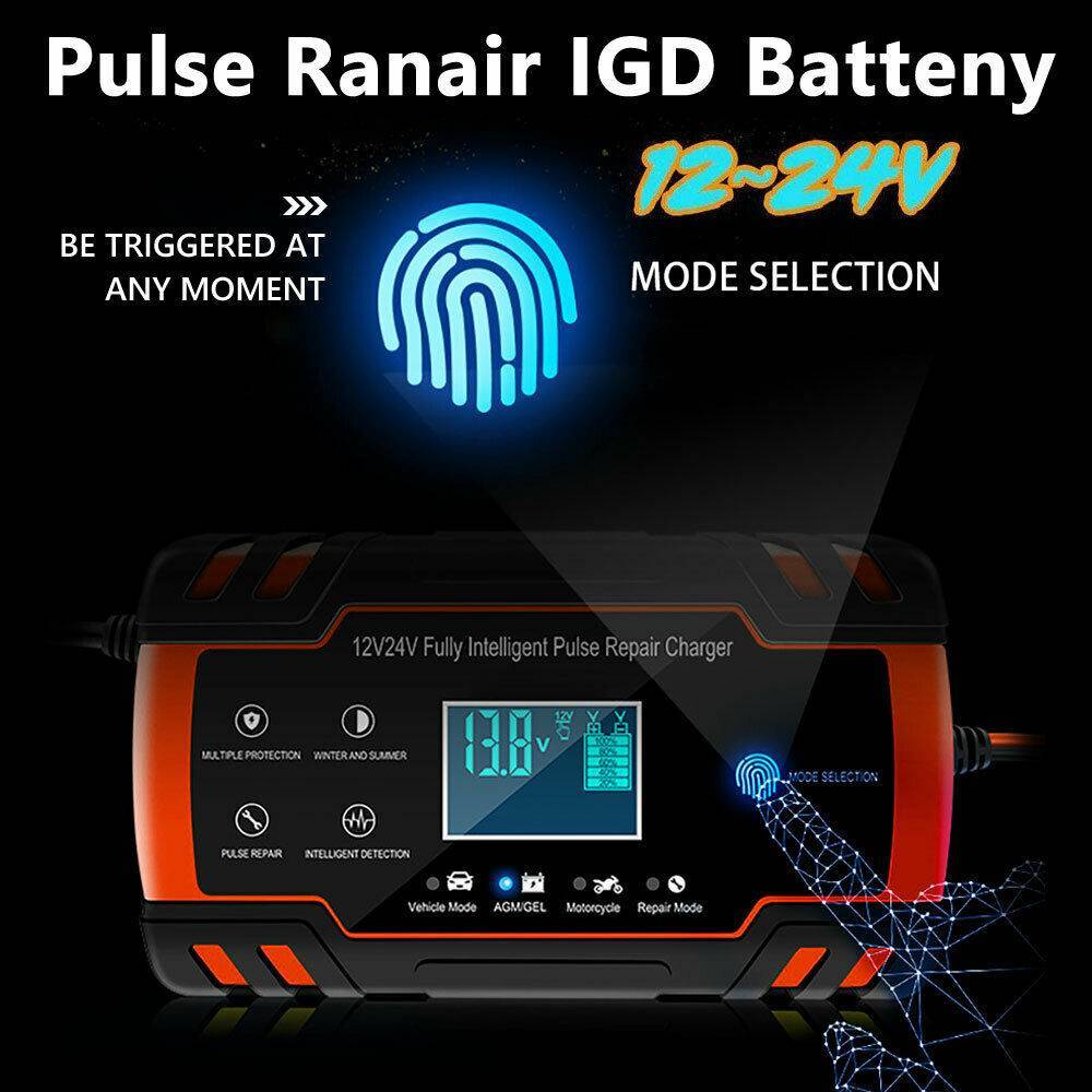 12V-24V Car Battery Charger Trickle Smart Pulse Repair Boat Caravan Motorcycle