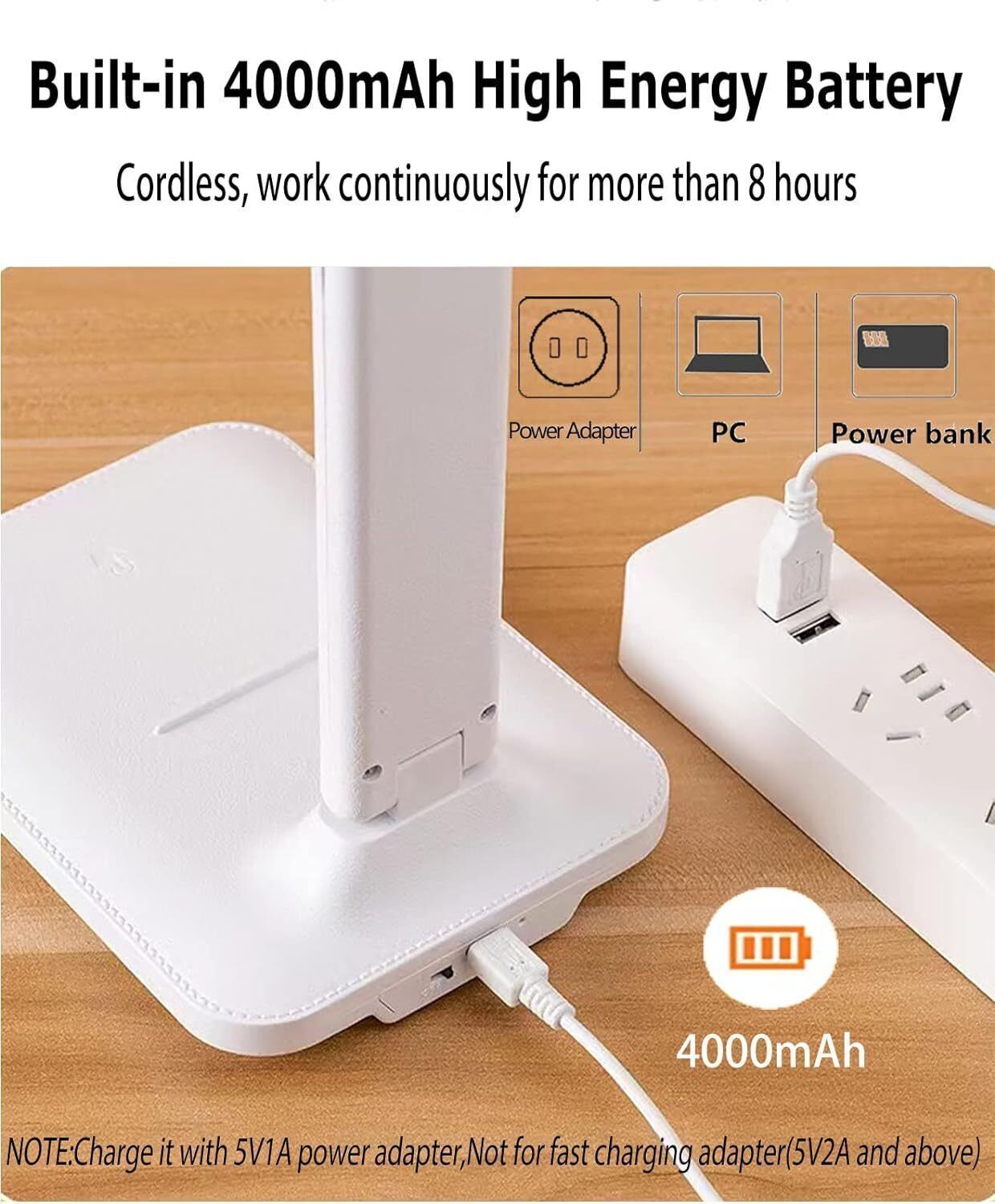 Rechargeable USB Desk Light LED Flexible Touch Bedside Reading Lamp Dimmable UK