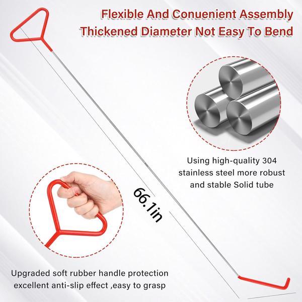 1 Pack 66 Inch Garage Door Puller, Long Reach Tool Outdoor Steel Wheel Puller Fifth Push Puller