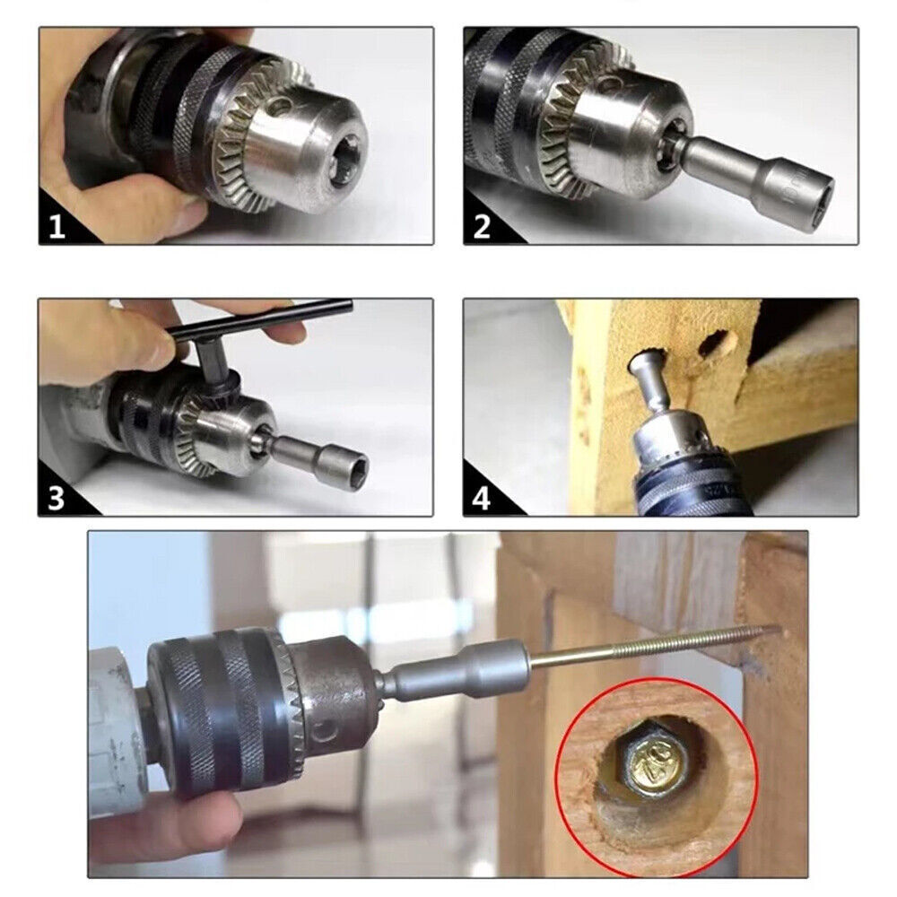 14 1-4 Nut Driver Bit Set Hex Magnetic Metric Socket Impact Drill 6 To 19MM UK