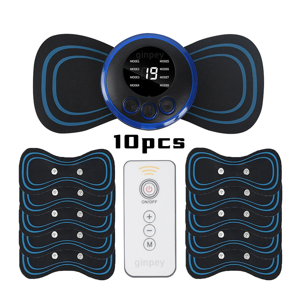 Mini Massager With 5 Pads Portable Electric Muscle Stimulator - Deep Tissue Management Device - Pulse Therapy For Back Shoulder Neck Leg