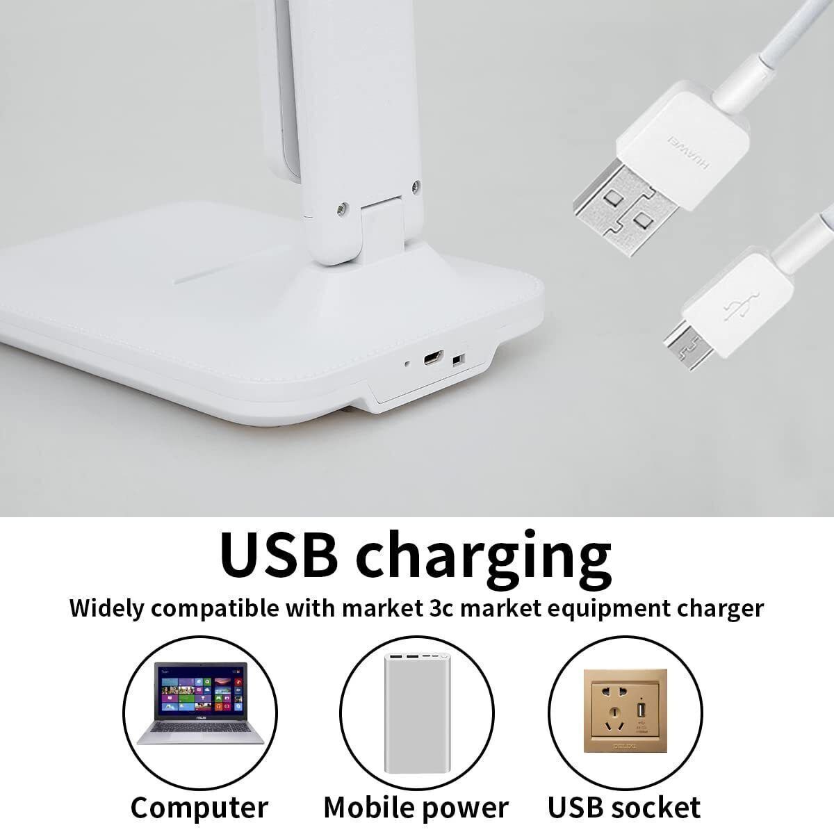 Rechargeable USB Desk Light LED Flexible Touch Bedside Reading Lamp Dimmable UK