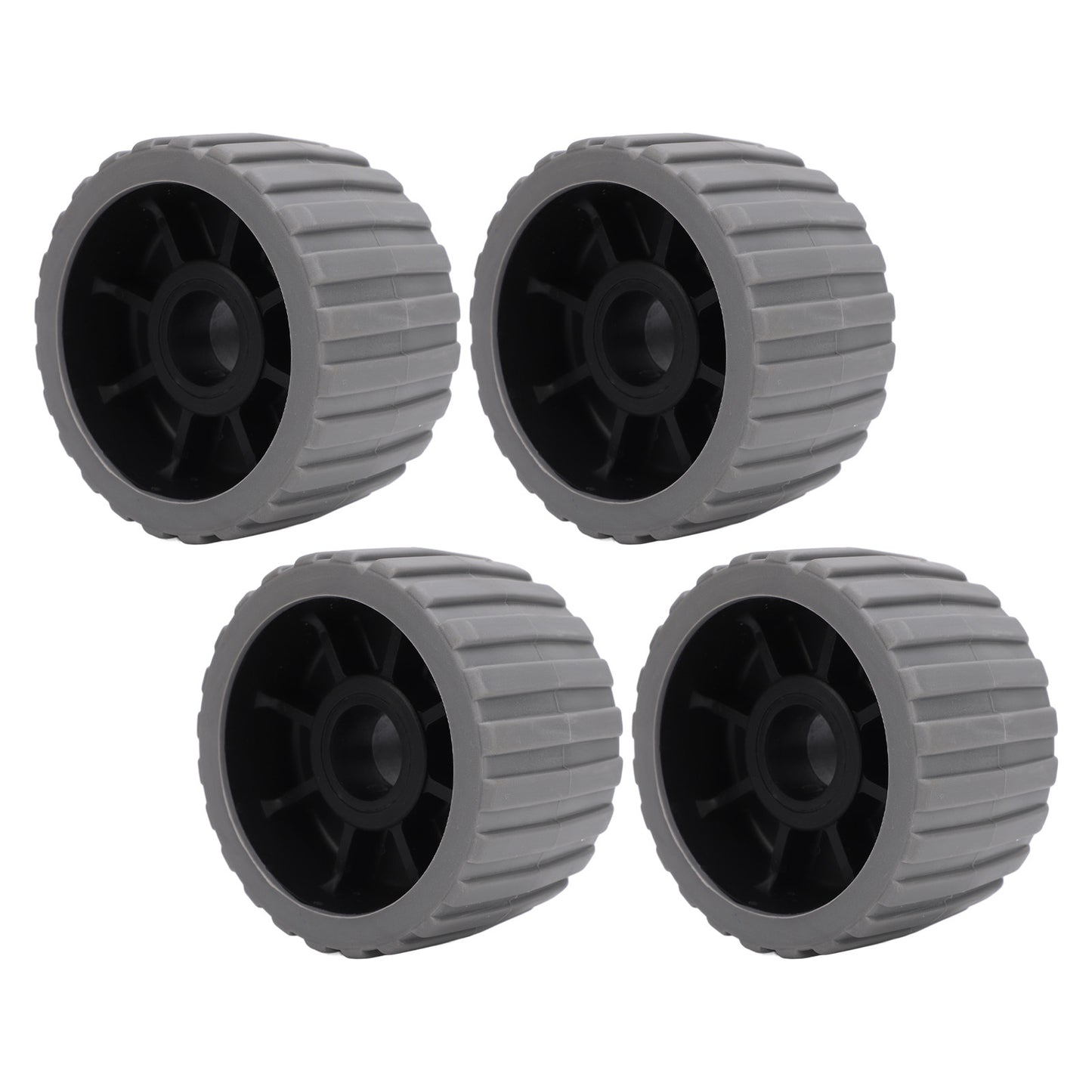 4PCS Trailer Wobble Rollers High Temp Resistant Poly Ribbed Wobble Roller for Boats Trailers 125 X 73 X 30mm Gray