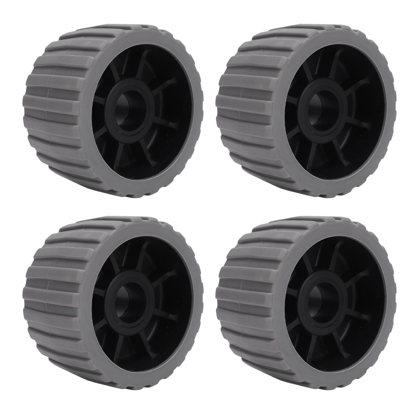 4PCS Trailer Wobble Rollers High Temp Resistant Poly Ribbed Wobble Roller for Boats Trailers 125 X 73 X 30mm Gray