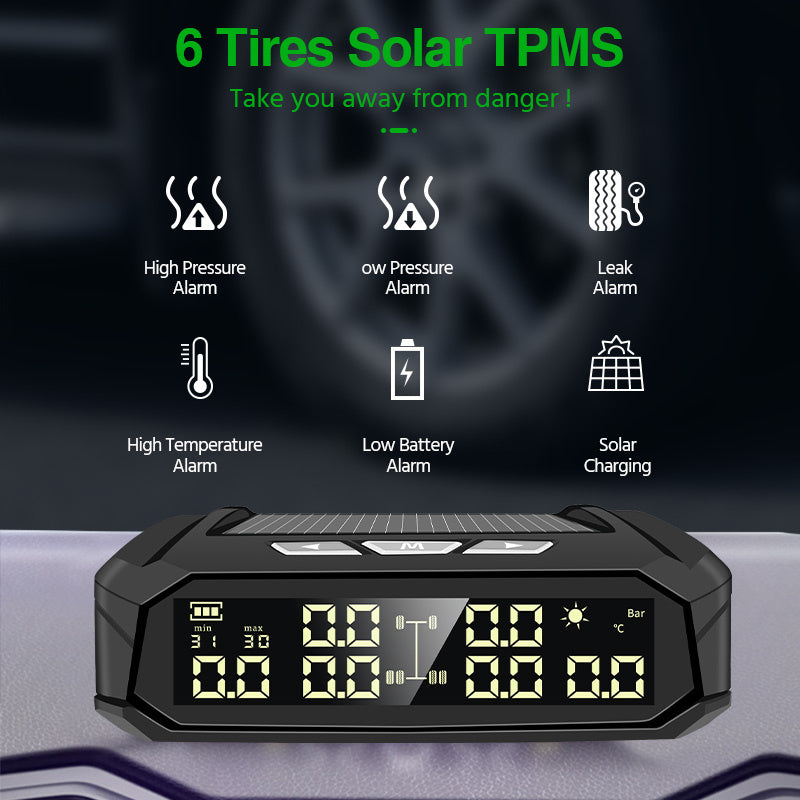 Moniteur de pression des pneus externe solaire pour 6 pneus de camions de camping-car