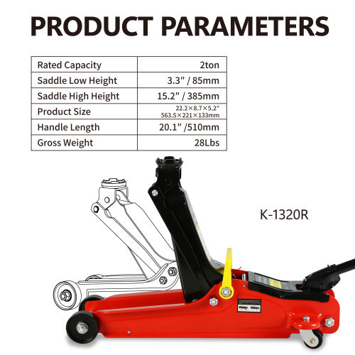 2 Ton Low Profile Floor Jack With Floor Jack Lift Range Of 3.3 Inches-15.2 Inches Unavailable Platforms- Welfel , Temu