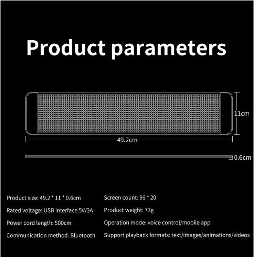 Bluetooth Car Mounted Flexible LED Full-color Soft Screen