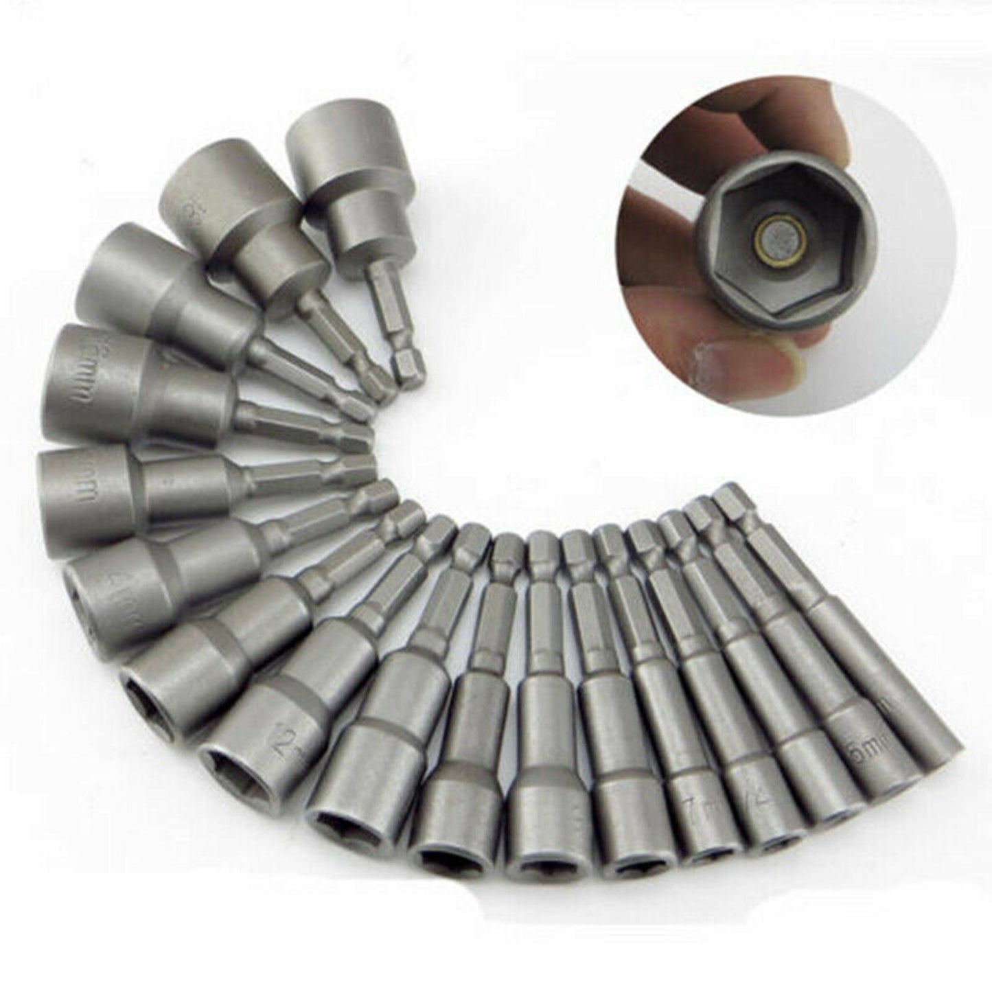 14 1-4 Nut Driver Bit Set Hex Magnetic Metric Socket Impact Drill 6 To 19MM UK
