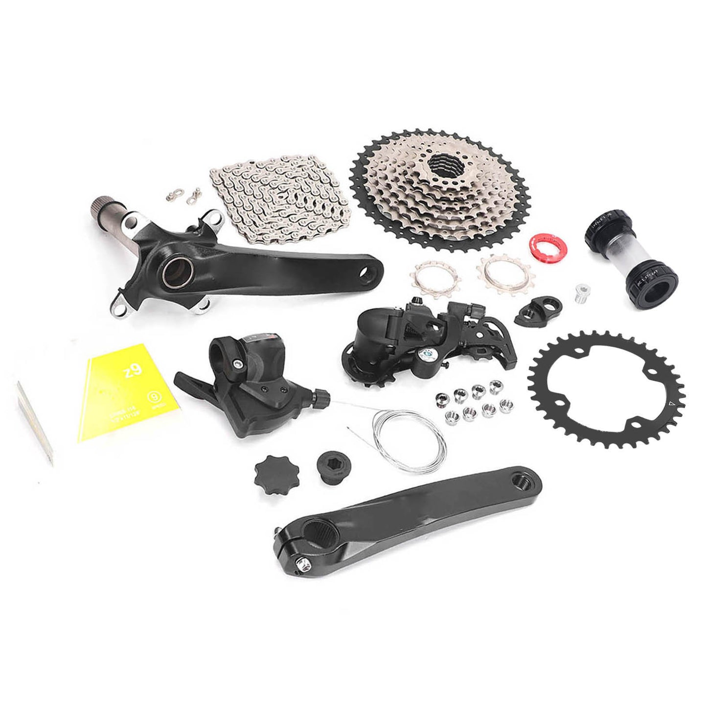 9 Speed Groupset 42T Flywheel Bike Shift Kit Crank Shifter Rear Derailleur Chain Set 36T Crankset