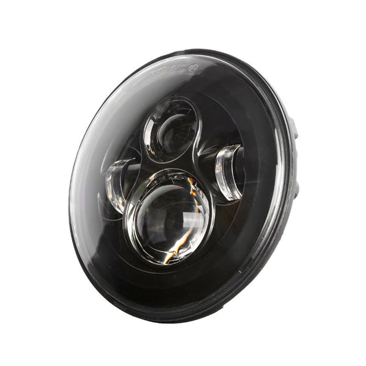 Phares à LED ronds avec boîtier en aluminium moulé sous pression noir