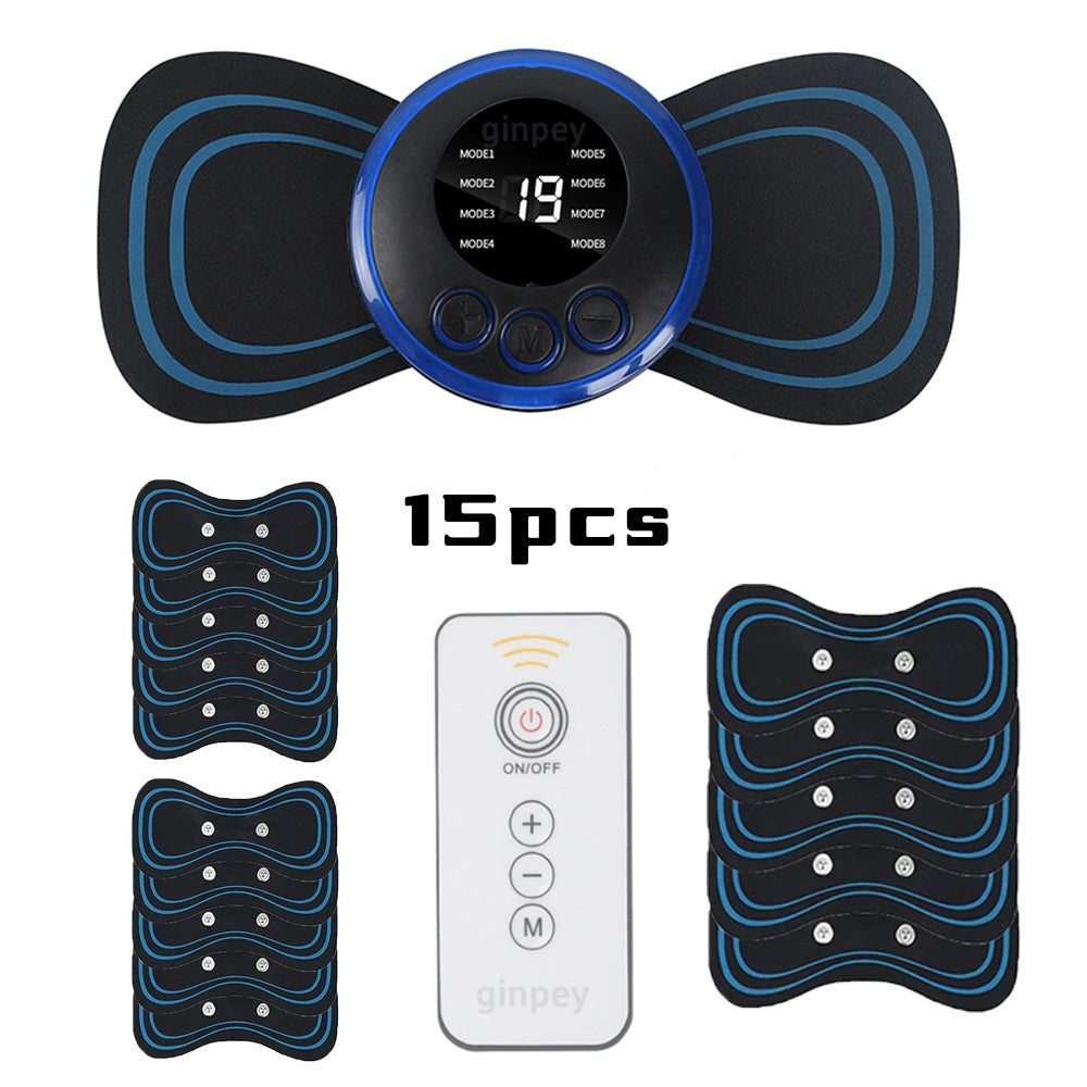 Mini Massager With 5 Pads Portable Electric Muscle Stimulator - Deep Tissue Management Device - Pulse Therapy For Back Shoulder Neck Leg