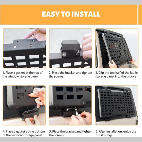 Rear Window Molle Panel Modular Storage Panel System Rear Window Protective Decoration For 2018-2023 Wrangler JL 4 Doors, Right Side