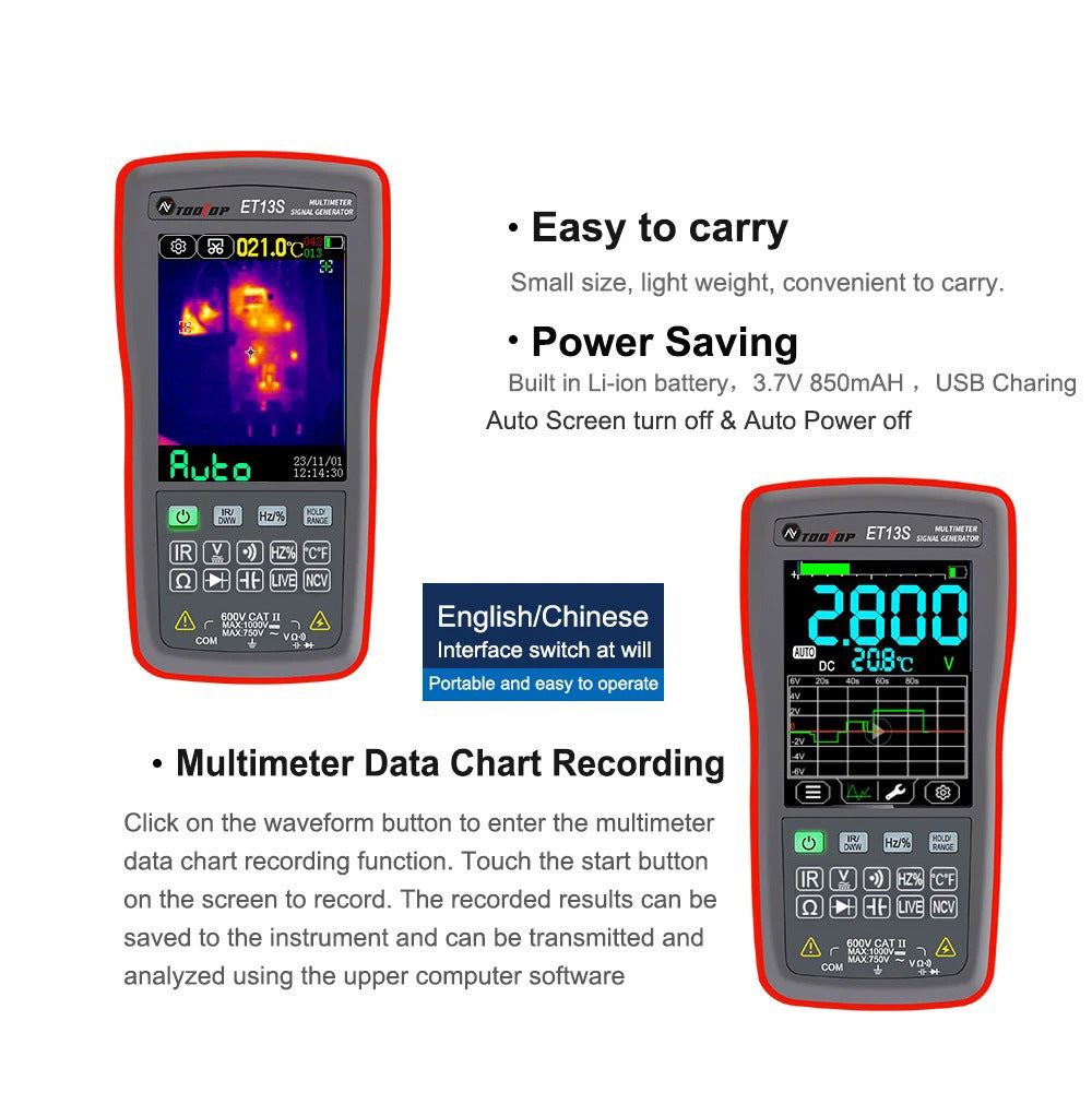 192192 Resolution Thermal Imaging 9999 Count Multimeter 2 In 1