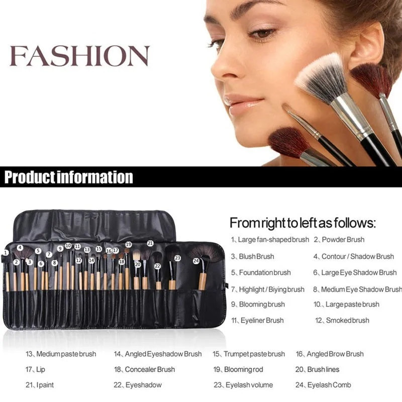 Coffret cadeau de 24 pinceaux de maquillage professionnels pour poudre à sourcils, fond de teint, ombres à paupières, outils de maquillage