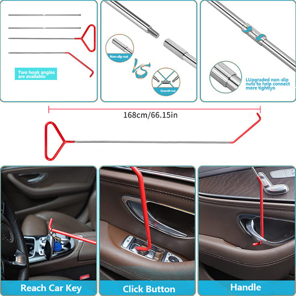 18 Piece Car Emergency Kit With Window Wedge, Air Wedge Bag Pump, Long Range Grabber, Automatic Trim Removal Tool