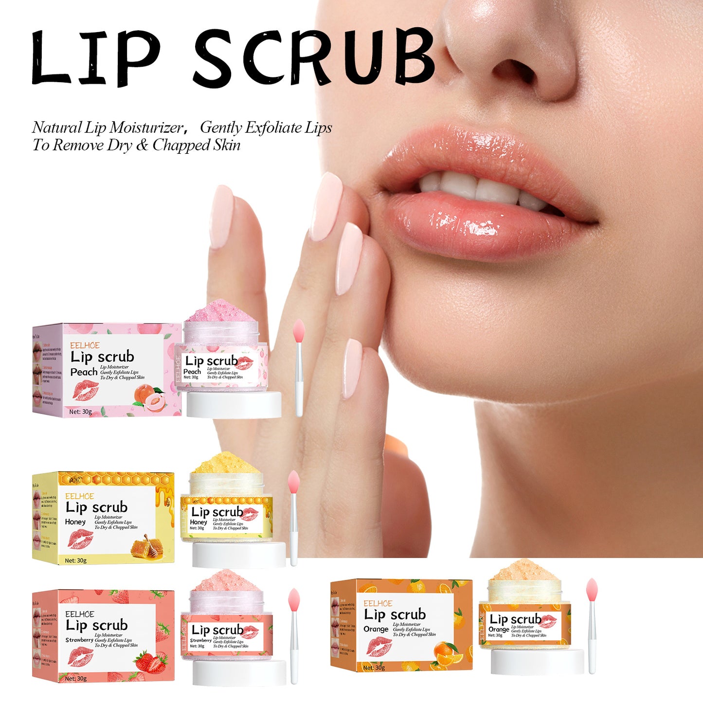EELHOE Strawberry Lip Scrub, Moisturize Lips, Prevent Dry Crack, Moisturize Dead Skin, And Fade The Corners Of Lips