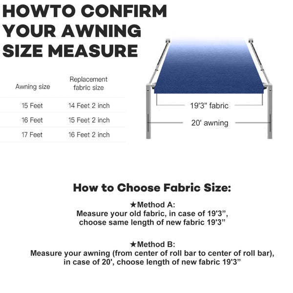 16 Foot Navy Blue And White Gradient Canopy, PVC RV Sunshade Canopy Fabric
