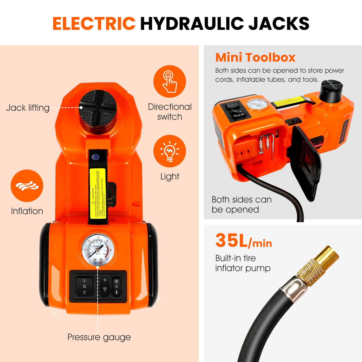 Electric Vehicle Jack Kit 11023 Lb Hydraulic Jack Lifter With Electric Impact Wrench, For SUV, MPV Sedan, Chrome Plated Vanadium Steel - Unusable Platform - Weifel-Temu