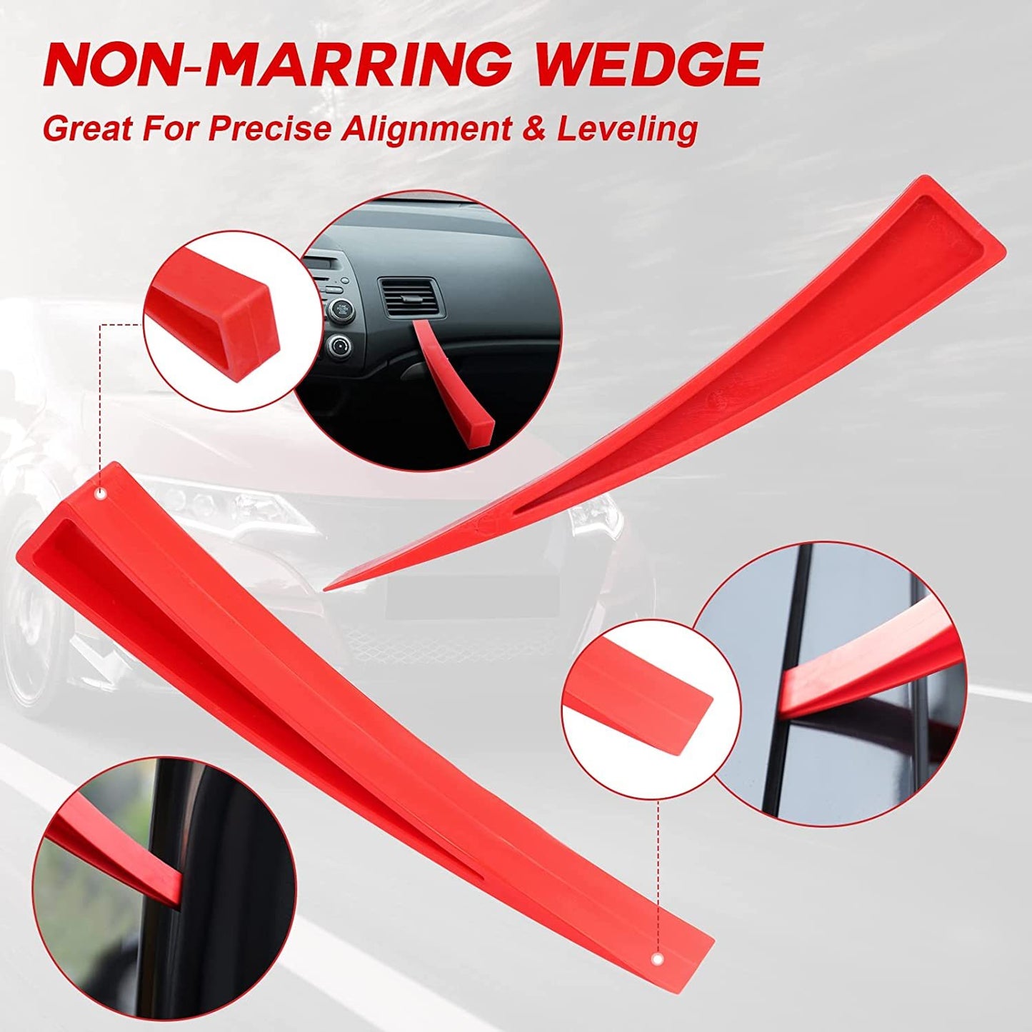 Stainless Steel Remote Hook Tool, Car Emergency Door Opening Tool Set, Oval Handle, Red Warping Piece Set, Wedge Airbag Wrench, Combination Tool